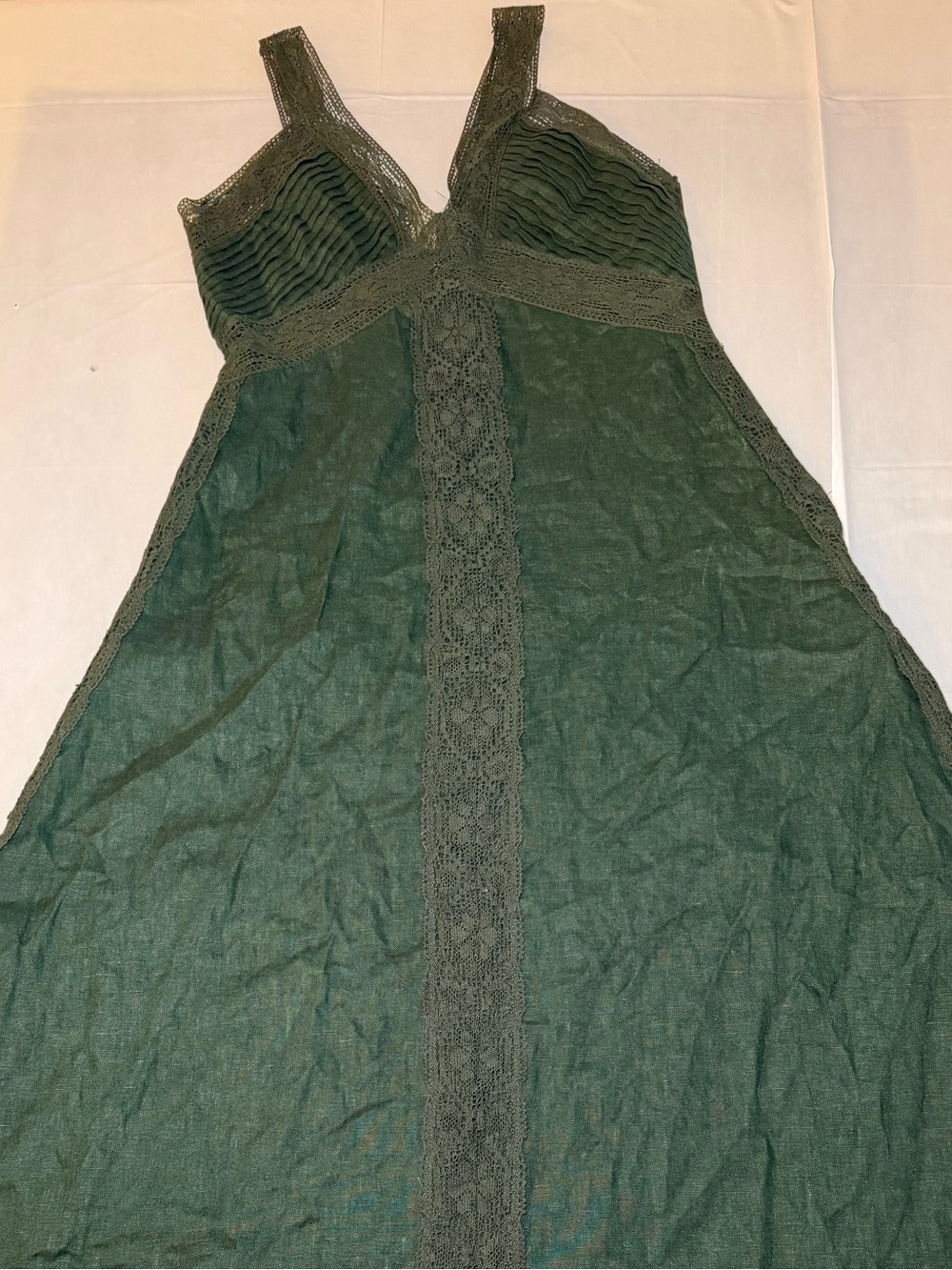 Zara Dark Green Lace-Trim Maxi Dress